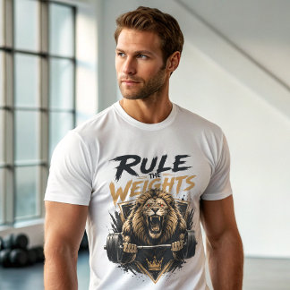 Roaring Lion Rule The Weights Gym Fitness T-Shirt
