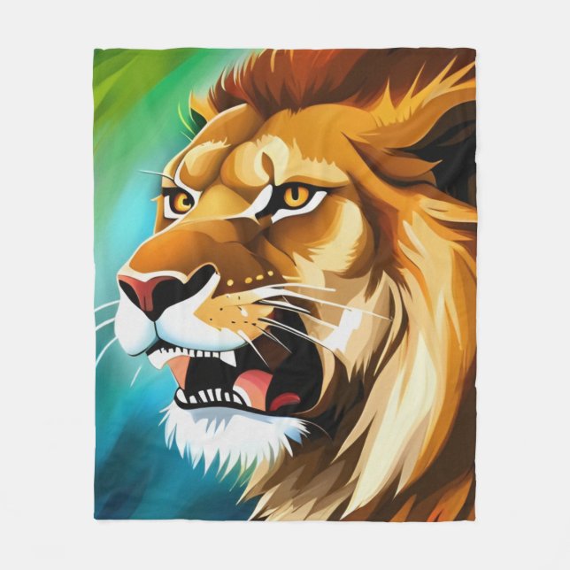 Roaring Lion Side Posed Portrait-57566 Fleece Blanket (Front)