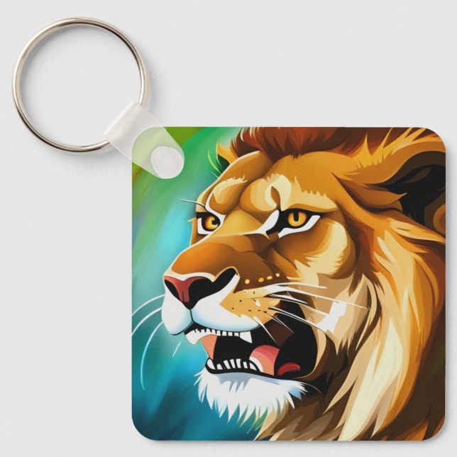 Roaring Lion Side Posed Portrait-57566 Key Ring (Front)