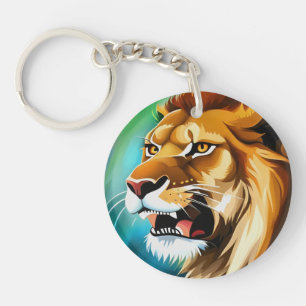 Roaring Lion Side Posed Portrait-57566 Key Ring
