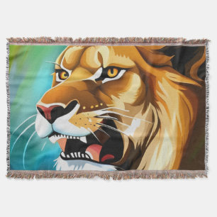 Roaring Lion Side Posed Portrait-57566 Throw Blanket
