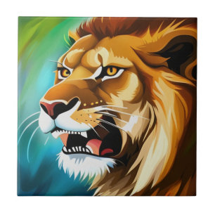 Roaring Lion Side Posed Portrait-57566 Tile