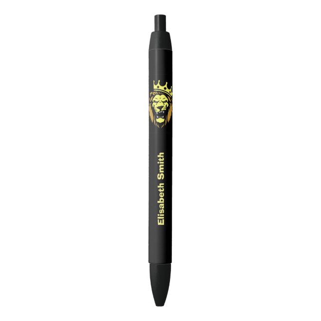 Roaring lion with crown black ink pen (Front Vertical)