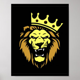 Roaring lion with crown poster
