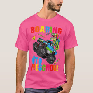 Roaring Preschool Dinosaur Monster Truck Back to S T-Shirt