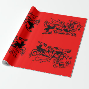 Roaring Red Welsh dragon of Wales.  Wrapping Paper