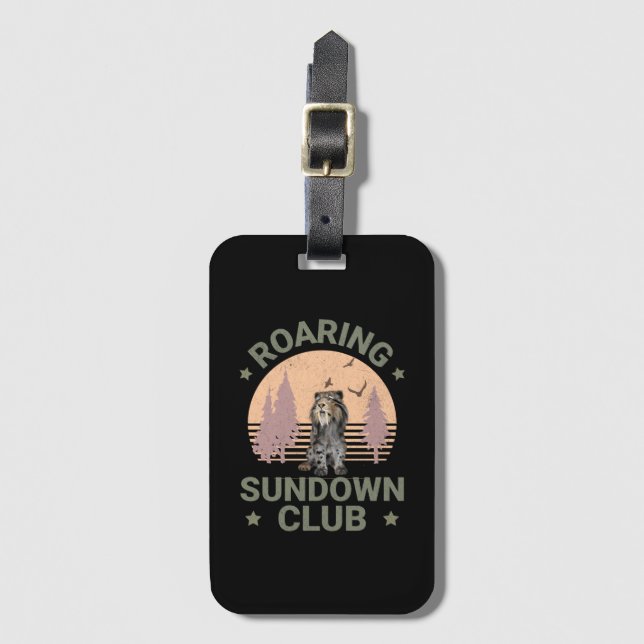 Roaring Sundown Club Sabertooth Tiger Luggage Tag (Front Vertical)