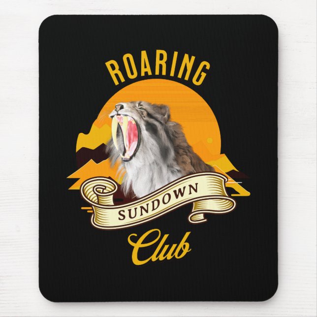 Roaring Sundown Club Sabertooth Tiger Mouse Pad (Front)