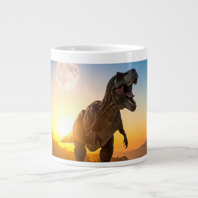 Roaring T-Rex Dinosaur Adventure Design Large Coffee Mug (Front)