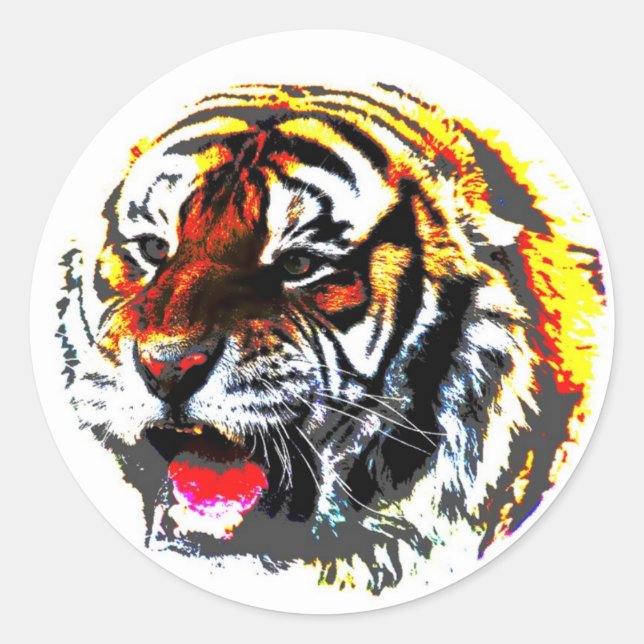 Roaring Tiger Classic Round Sticker (Front)