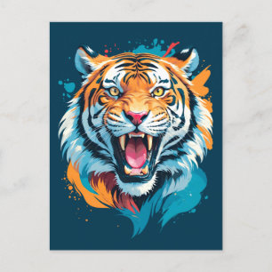 Roaring Tiger Face Postcard
