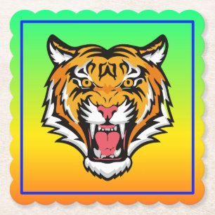 Roaring Tiger Head-25818 Paper Coaster