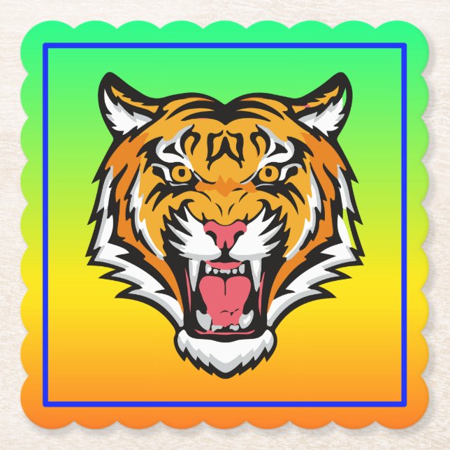Roaring Tiger Head-25818 Paper Coaster (Front)