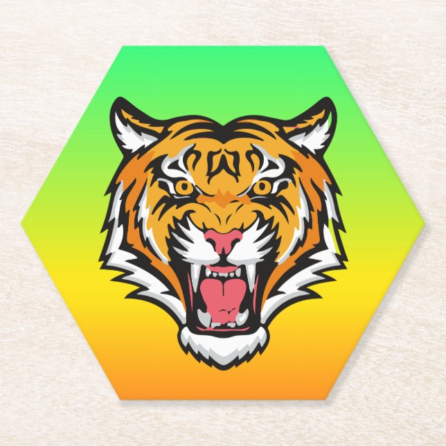 Roaring Tiger Head-25818 Paper Coaster (Front)