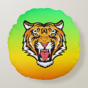 Roaring Tiger Head-25818 Round Cushion