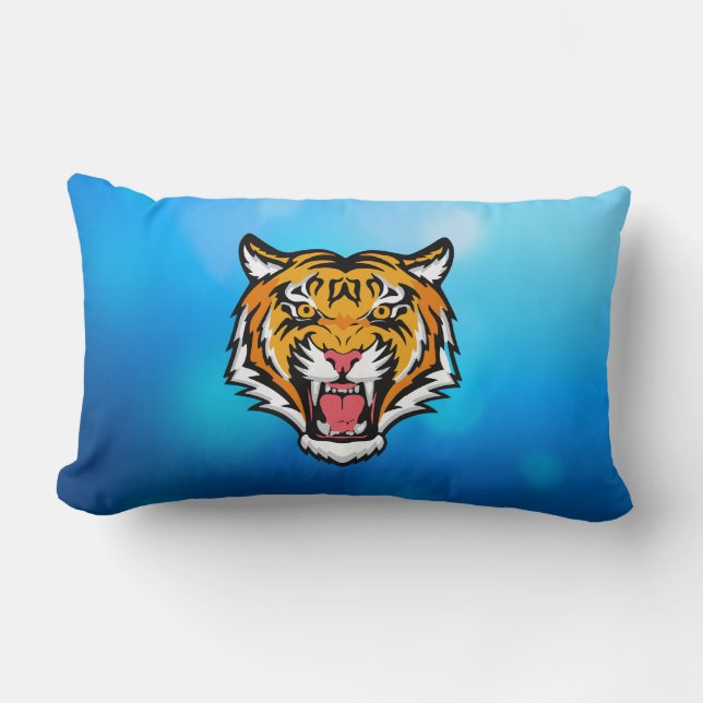 Roaring Tiger Head-25818 Travel Mug Lumbar Cushion (Front)