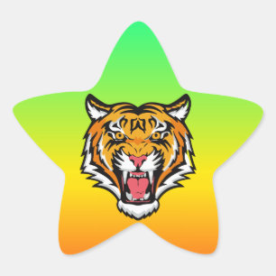 Roaring Tiger Head-25818 Travel Mug Star Sticker