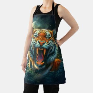 Roaring Tiger Moonlit Jungle Apron