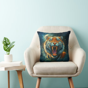 Roaring Tiger Moonlit Jungle Cushion