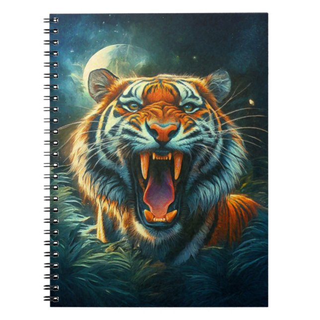 Roaring Tiger Moonlit Jungle Notebook (Front)