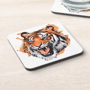 "Roaring Tiger Portrait." Coaster