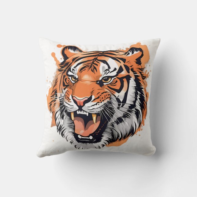 "Roaring Tiger Portrait."  Cushion (Back)