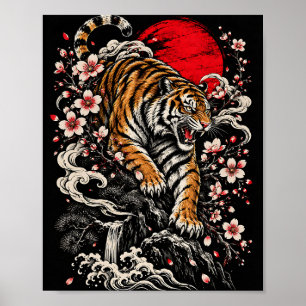 Roaring Tiger Sakura Japanese Poster