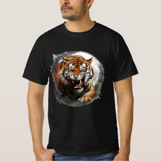 Roaring Tiger T-shirt - Gray Circles