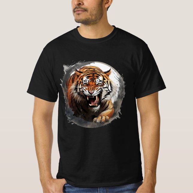 Roaring Tiger T-shirt - Gray Circles (Front)