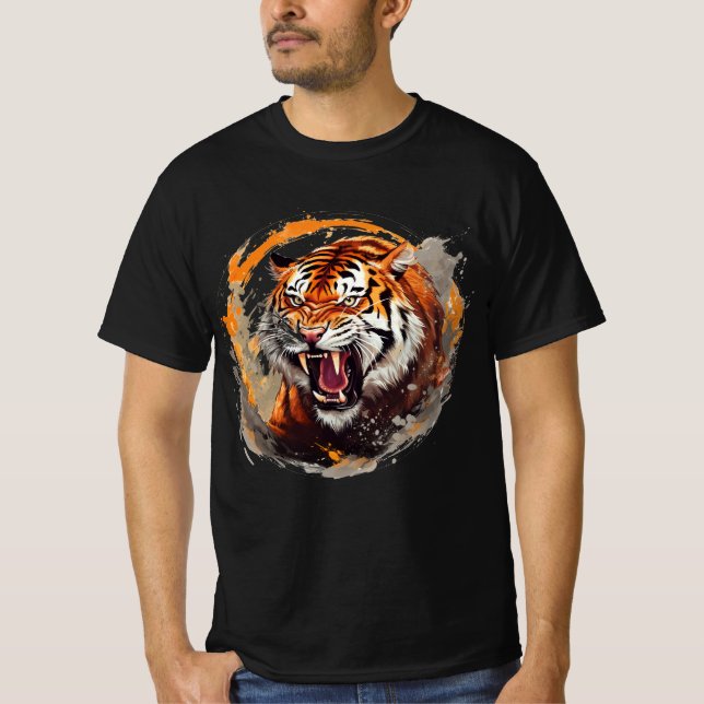 Roaring Tiger T-shirt - red fire circles (Front)