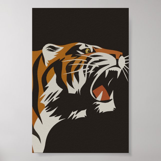 Roaring Tiger Vintage Animal Poster (Front)
