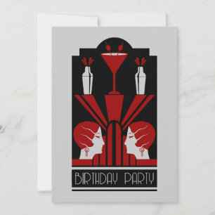 Roaring Twenties Art Deco Birthday Invitation