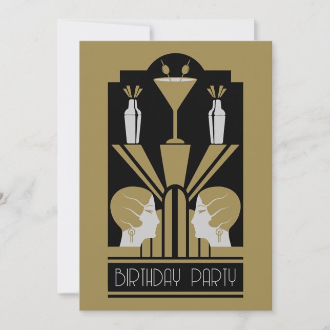 Roaring Twenties Art Deco Birthday  Invitation (Front)