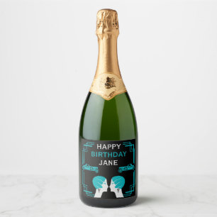 Roaring Twenties Art Deco Gangster Birthday Sparkling Wine Label
