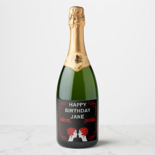 Roaring Twenties Art Deco Gangster Birthday Sparkling Wine Label