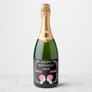 Roaring Twenties Art Deco Gangster Birthday Sparkling Wine Label