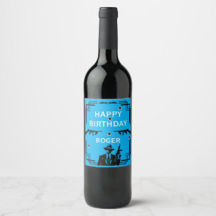 Roaring Twenties Art Deco Gangster Birthday  Wine Label