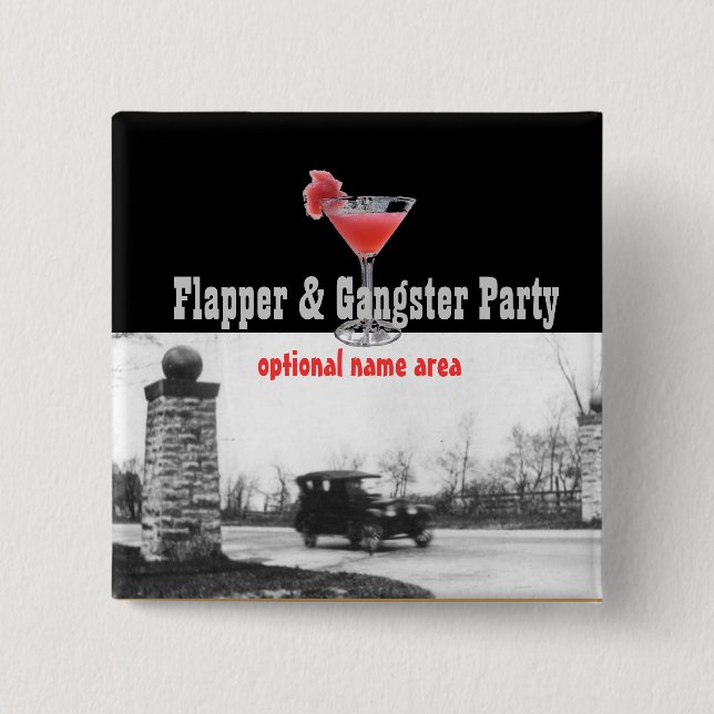 Roaring Twenties Flapper and Gangster 15 Cm Square Badge (Front)