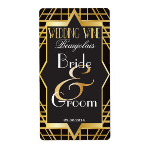 Roaring Twenties Gatsby Style Wedding Wine Label
