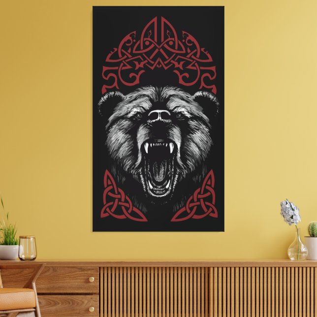 Roaring Viking Bear Canvas Print (Insitu(LivingRoom))