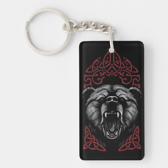 Roaring Viking Bear Key Ring (Front)