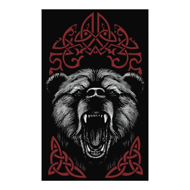 Roaring Viking Bear Photo Print (Front)
