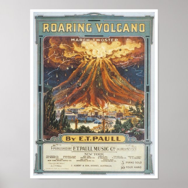 Roaring Volcano Vintage Songbook Cover Poster (Front)