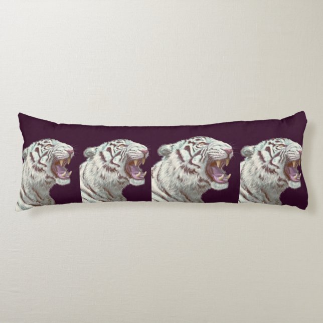 Roaring White Tiger – Body Pillow Design (Front)