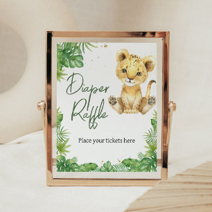 Roaring with Lion Baby Shower Diaper Raffle Poster