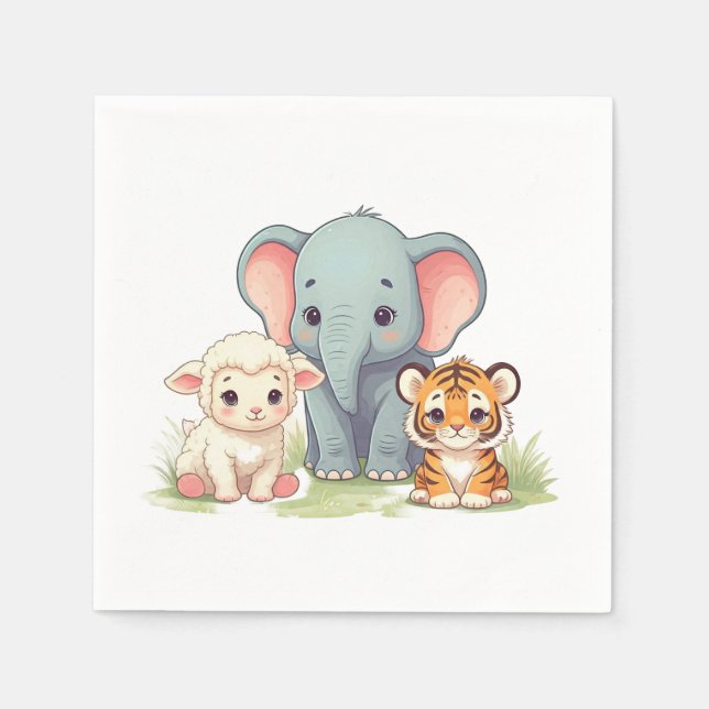 Roaring Zoo Birthday Napkin (Front)