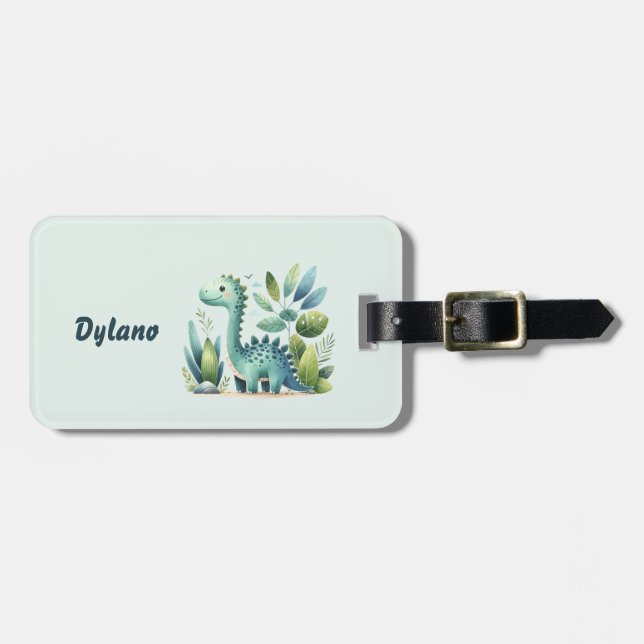 Roaringly Cute Dinosaur Baggage Tag for Kids (Front Horizontal)