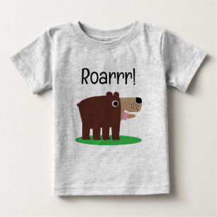 Roarrr brown cub bear cartoon funny baby t shirt