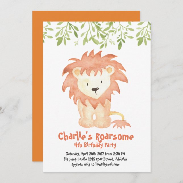 Roarsome Birthday Invitation (Front/Back)