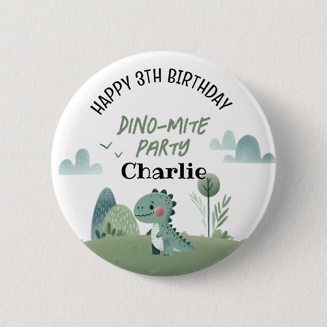 Roarsome Dino Birthday  6 Cm Round Badge (Front)
